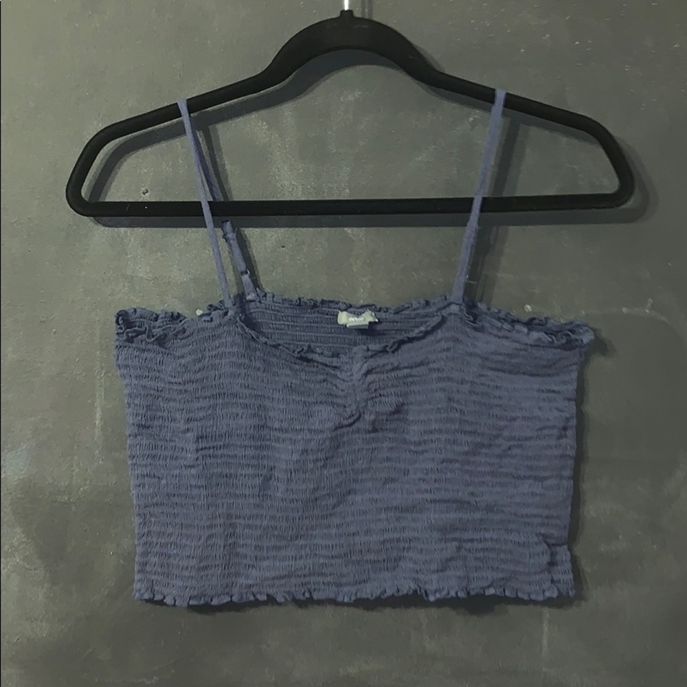 Navy Blue Ruched Crop Top